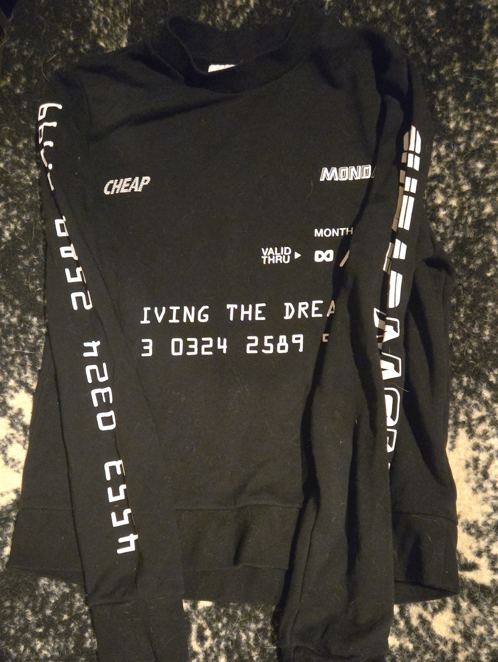 Cheap Monday Black Unliving The Dream Graphic Long Sleeve Pullover